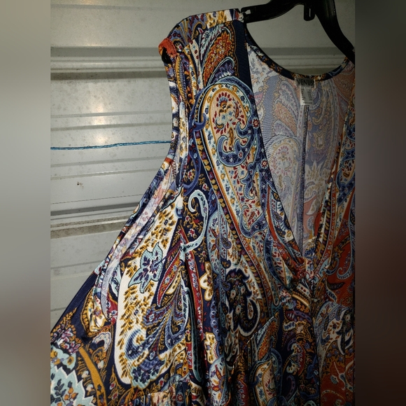 Plus Size 3X Venus Paisely Print cold shoulder blouse top shirt women's - Picture 3 of 6